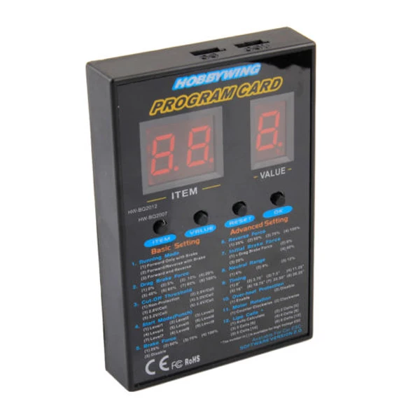 

Original Hobbywing program card for the XERUN EZRUN Series Brushless ESC
