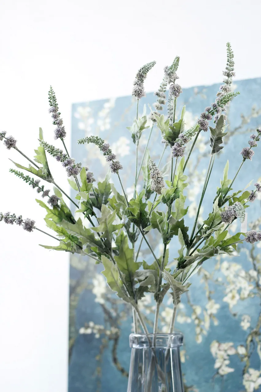 Яркие пушистые Лавандовые декоративные пластиковые искусственные цветы, растения, осенняя домашняя Свадебная декорация, венки для растений