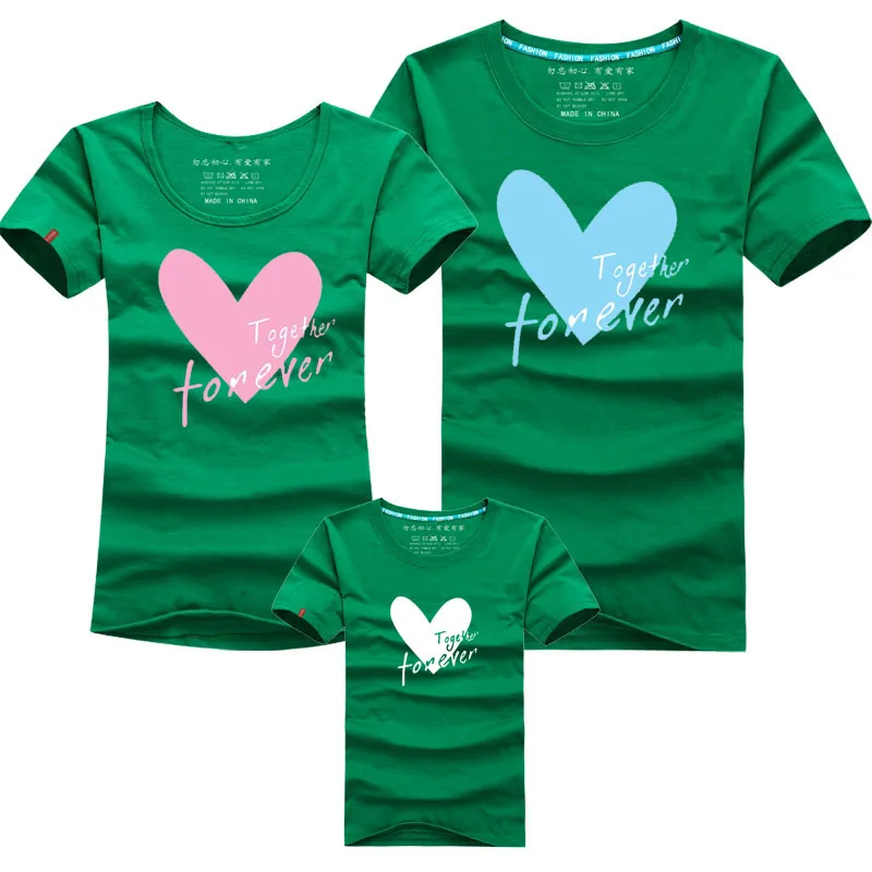 Одежда для мамы и дочки; Одинаковая одежда для семьи; футболка с надписью «Love family look»; одежда для мамы и сына; хлопковая одежда для папы и сына - Цвет: Green
