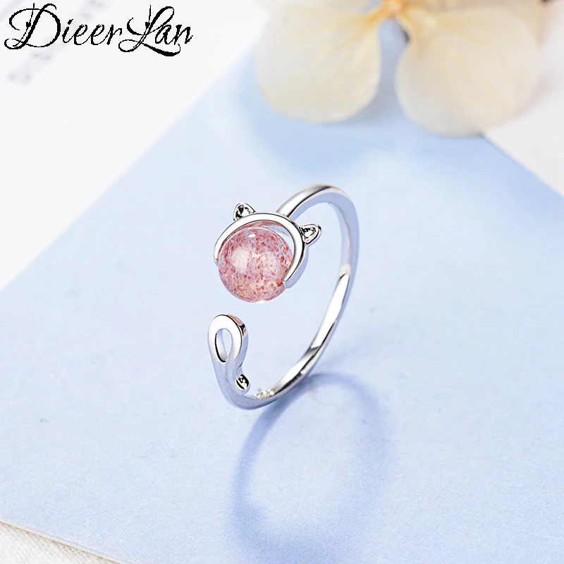 

DIEERLAN Bohemian Bridal Wedding Jewelry 925 Sterling Silver Stone Cat Rings for Women Ladies Punk Antique Finger Vintage Rings