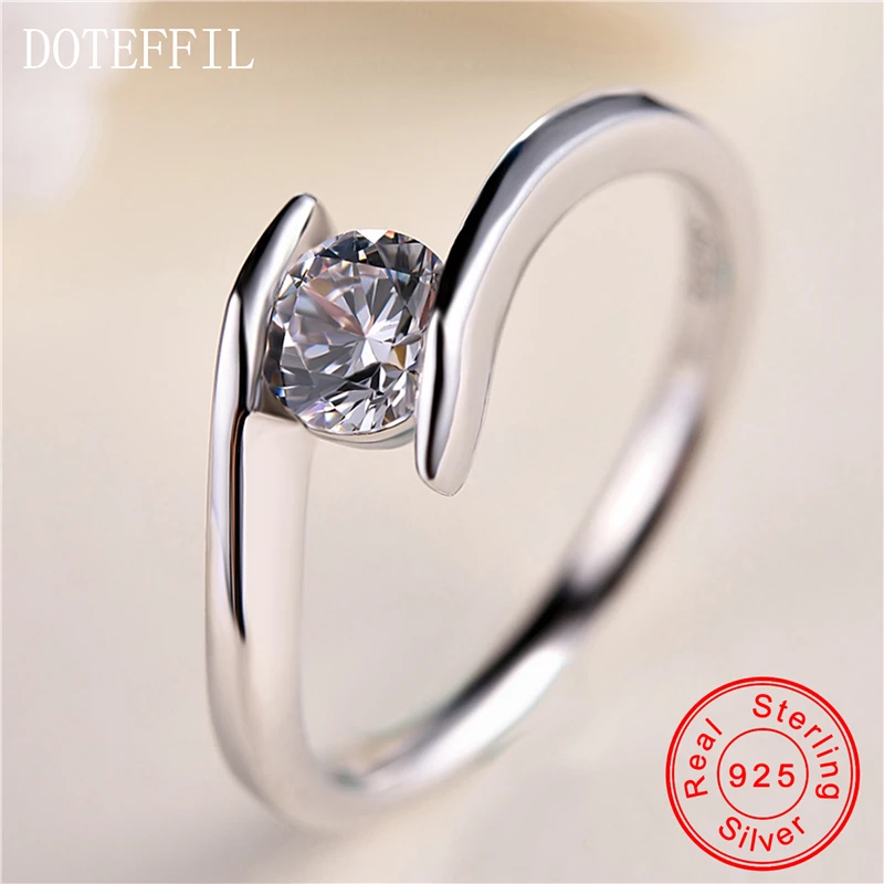 Женское кольцо из серебра 925 пробы с фианитом 5 карат|wedding band ring|band ringjewelry rings |