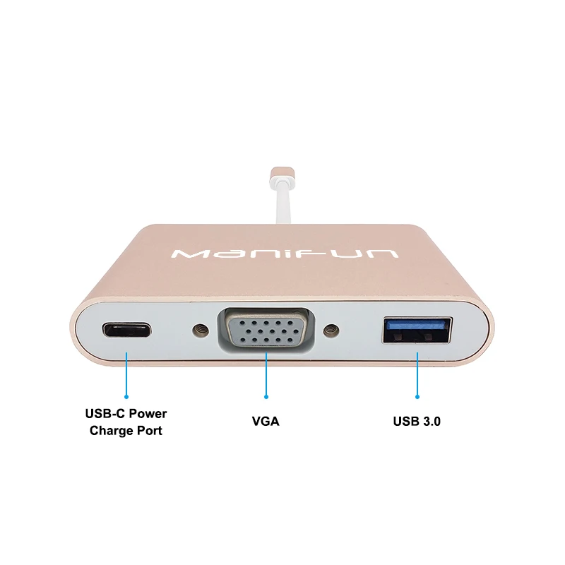 3-in-1 USB 3.1 Type C to VGA USB 3.0 Type-C Charger Adapter with Charging Video Converter for MacBook ChromeBook Pixel Projector (3)