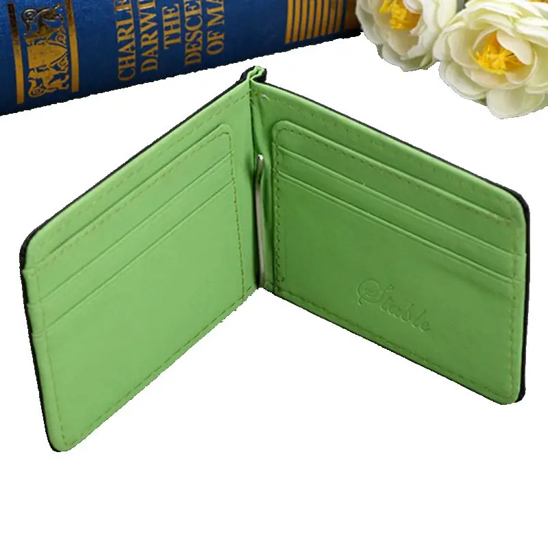 green color THINKTHENDO мужской бумажник с зажимом для денег, кошелек для ID, новинка - Цвет: green color