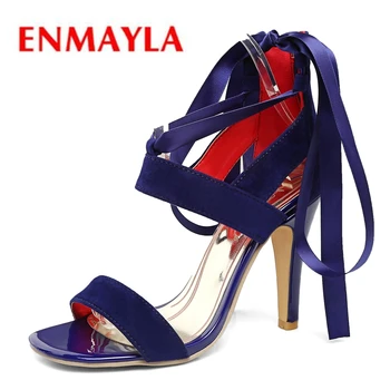 

ENMAYLA PU Woman Sandals 2019 Summer Basic Casual Zip Zandalias De Verano Mujer High Heel Sandals Size 34-43 LY1035