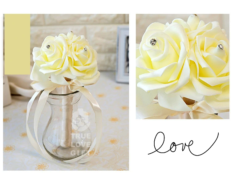 Красивый романтический свадебный букет цветок девушка невесты маленький букет невесты пена цветок лента со стразами de noiva