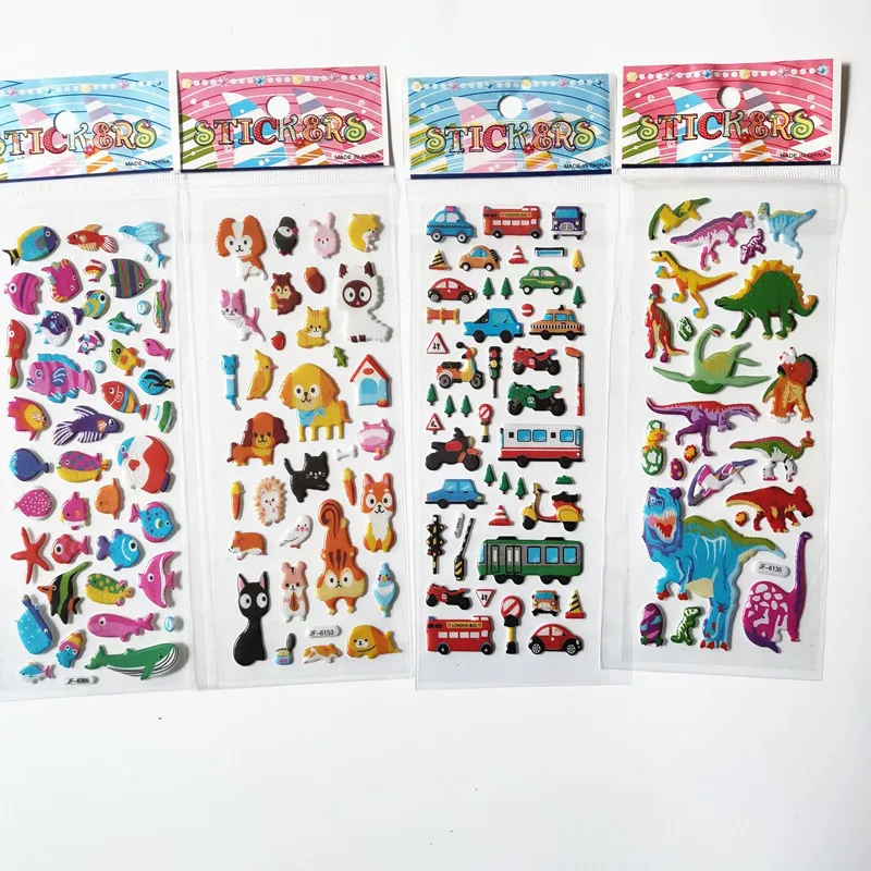 9 Sheets different Cute Pet DIY Stickers Cartoon Animal car Airplane Fish Dinosaur Sticker Emoji PVC Scrapbook Gifts For Kids