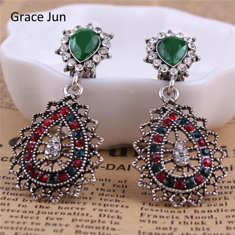 

Grace Jun 2 Color Choose Vintage Silver Plated Clip Earrings Without Piercing for Women Party Charm No Hole Ear Clip Hot Sale