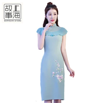 

Shanghai Story National chinese style Qipao Traditional chinese cheongsam Traditional Chinese cotton Cheongsam Linen Cheongsam