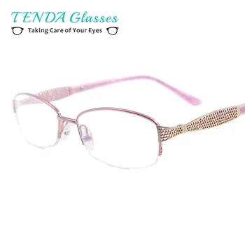 

Medium Metal Women Oval Spectacles Half Rim Colourful Eyeglass Frame For Multifocal Reading Lenses