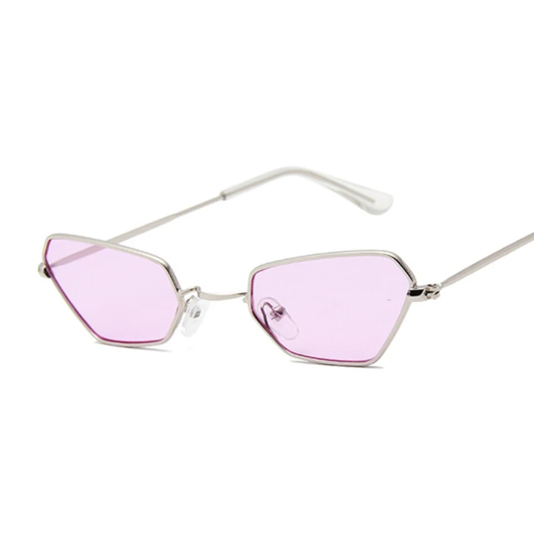 Винтажные маленькие солнцезащитные очки с кошачьим глазом, женские роскошные брендовые солнцезащитные очки с черной Золотой оправой, женские мужские розовые желтые оттенки - Цвет линз: SilverPurple