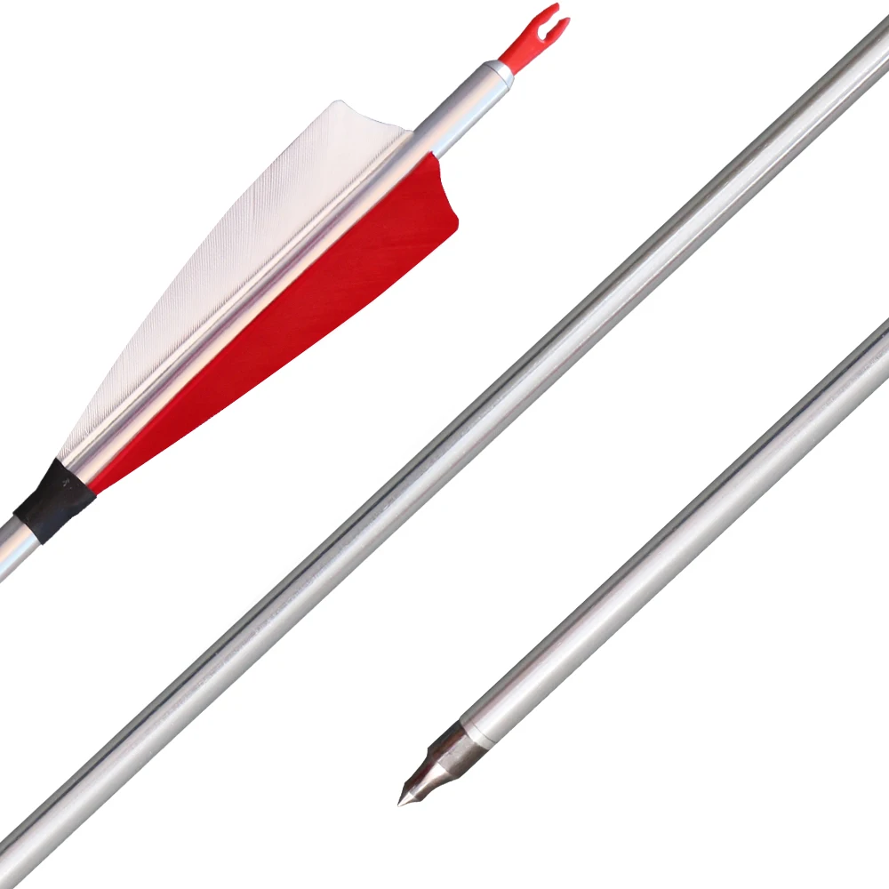 Free shipping 12pcs Archery Aluminum Arrows with real feather fletching