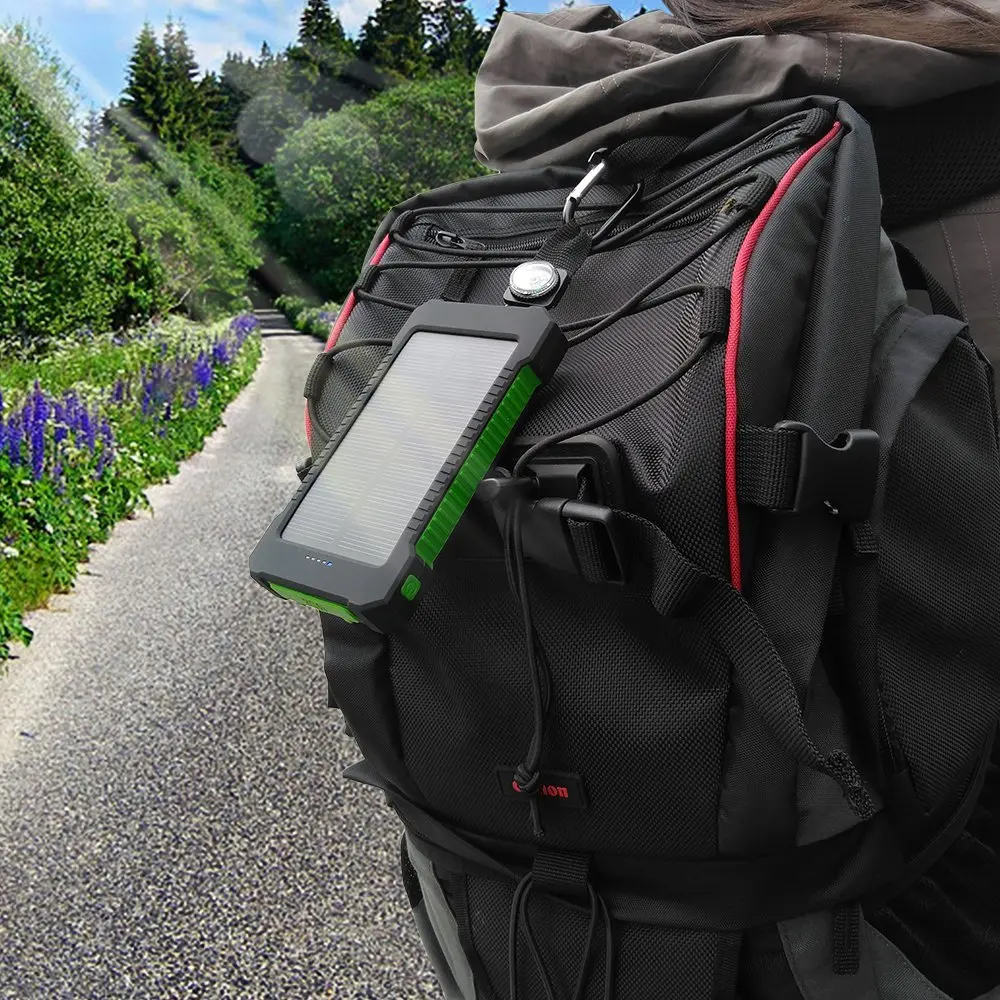 TOP Solar Power Bank 30000mAh Solar Charger External battery Charger Waterproof Solar Powerbank for Smartphone with LED Light