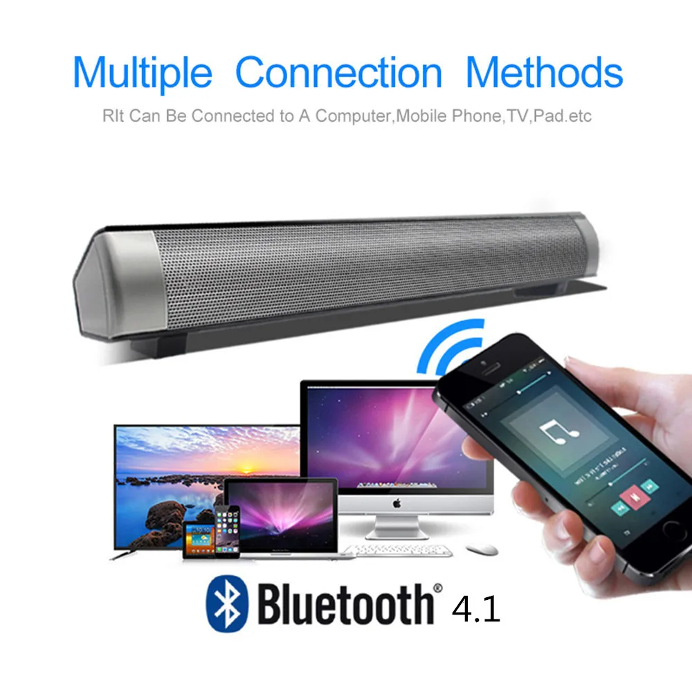 HYASIA Bluetooth Soundbar Stereo Loudspeaker Wireless Speaker TV Sound bar PC Home Theater Sound System Acoustic Support TF AUX