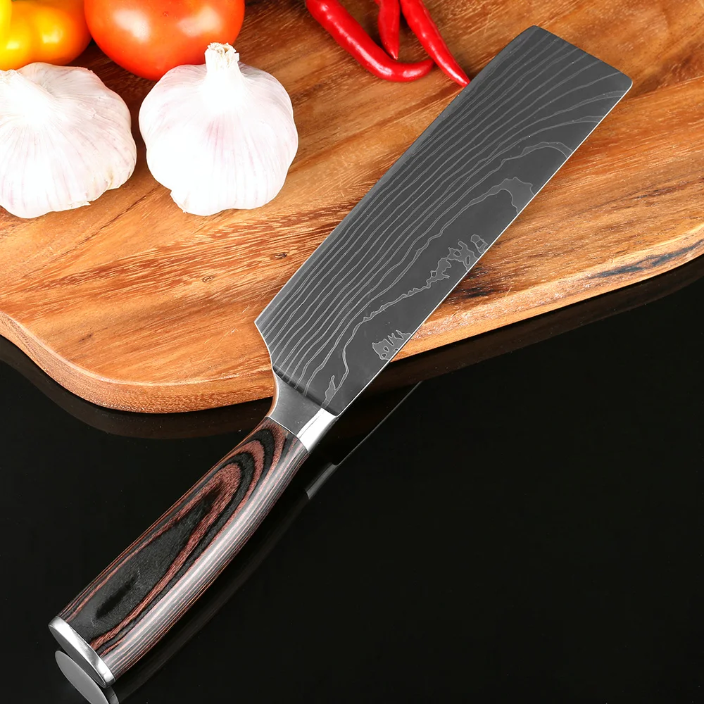 XITUO стиль 7''Japan Santoku нож шеф-повара из нержавеющей стали имитирующий дамасский узор кухонный нож универсальный нож Овощной Нож