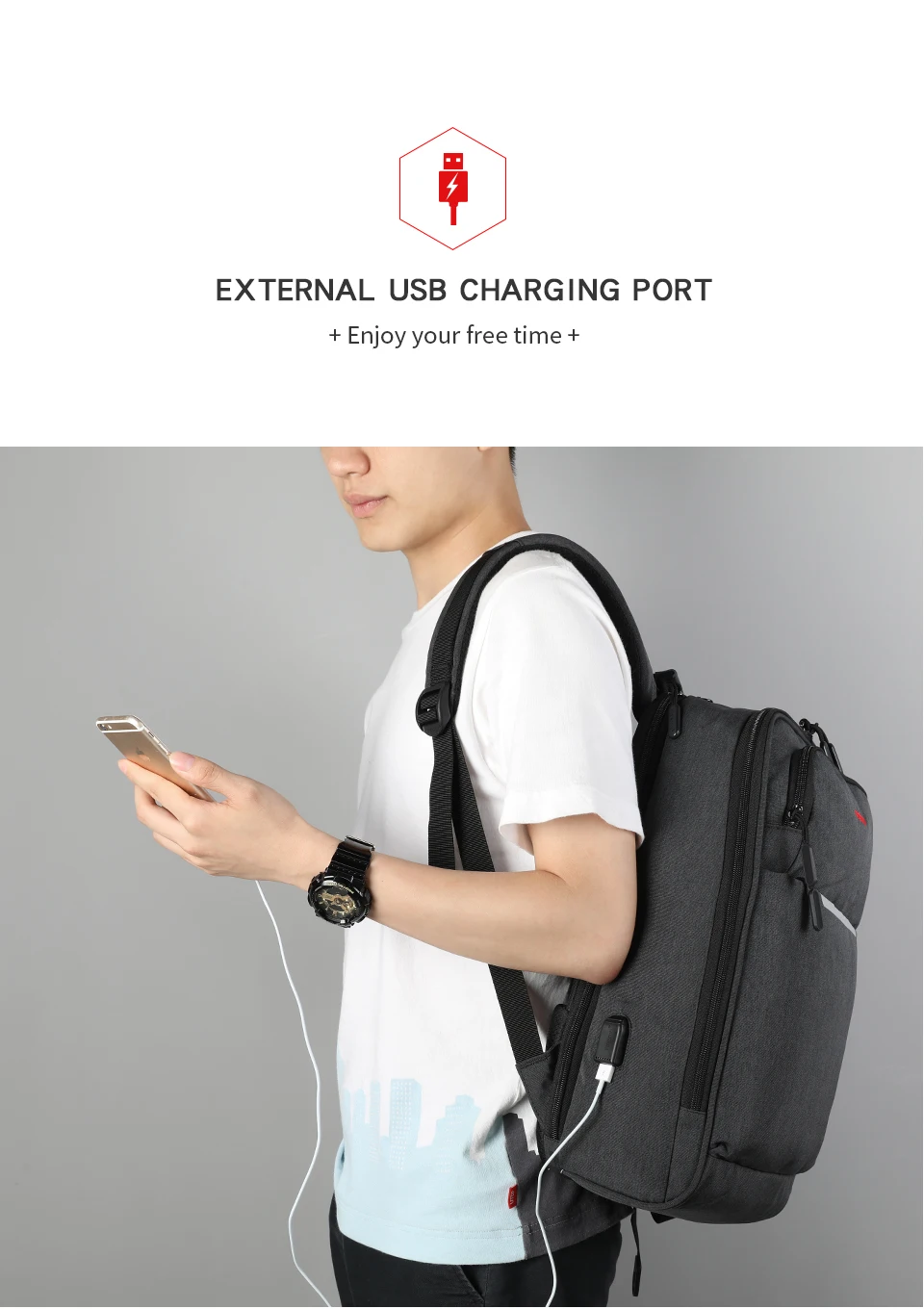 7.USB charge backpack