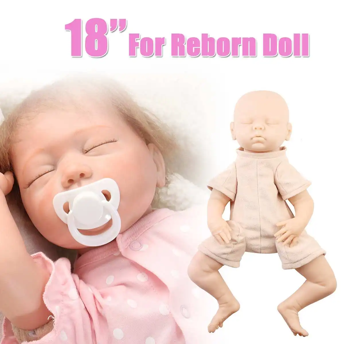 

Bebes Reborn Doll 18 inch Silicone DIY Mould Realistic Reborn Dolls Toy Newborn Baby Doll Kit Full Arms Legs Head Christmas Gift