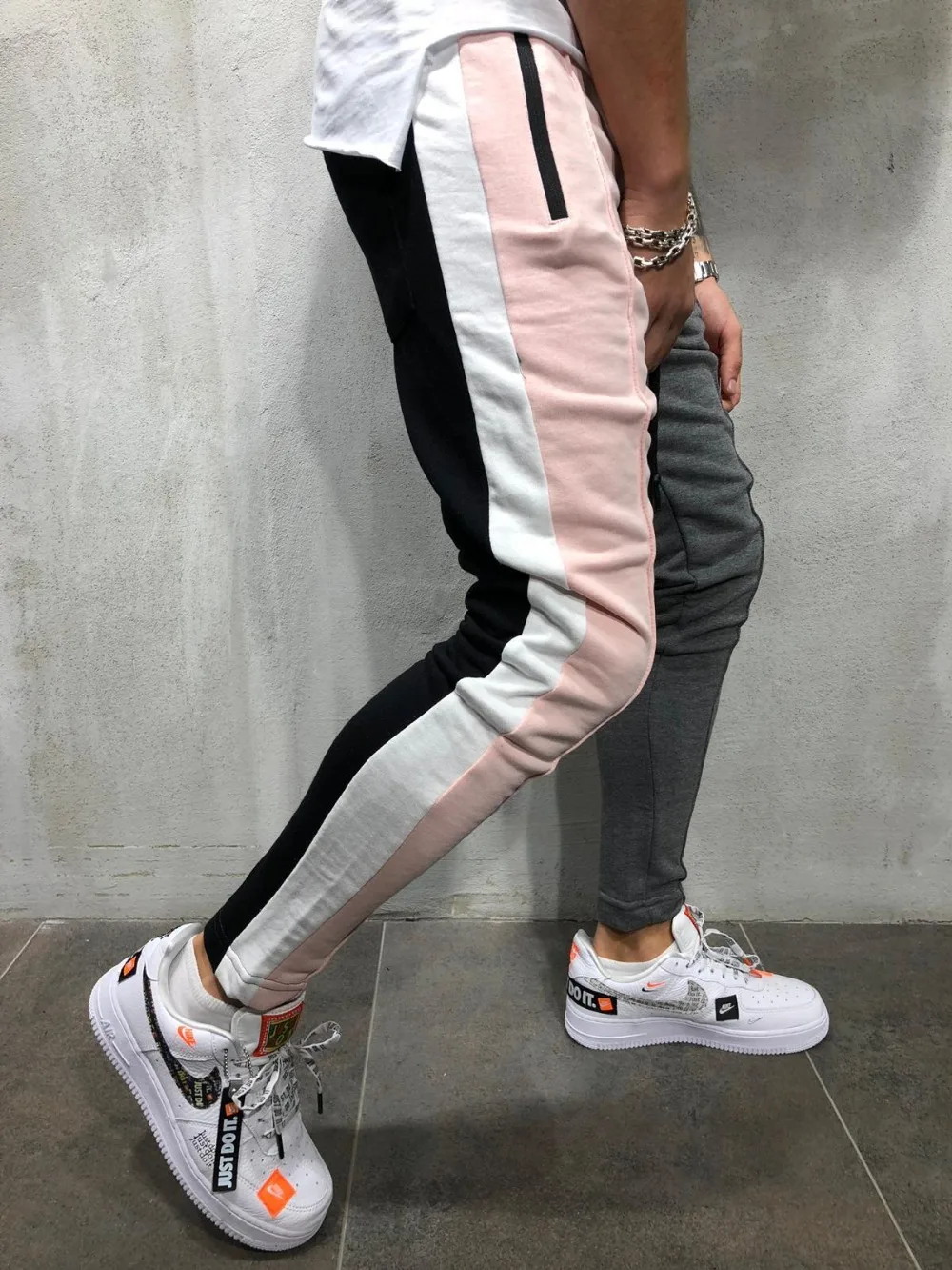 2018 лоскутное фитнес-Джоггеры мужские хип-хоп тренировочные брюки мужские высокие уличные хип-длинные брюки соответствующие цвета