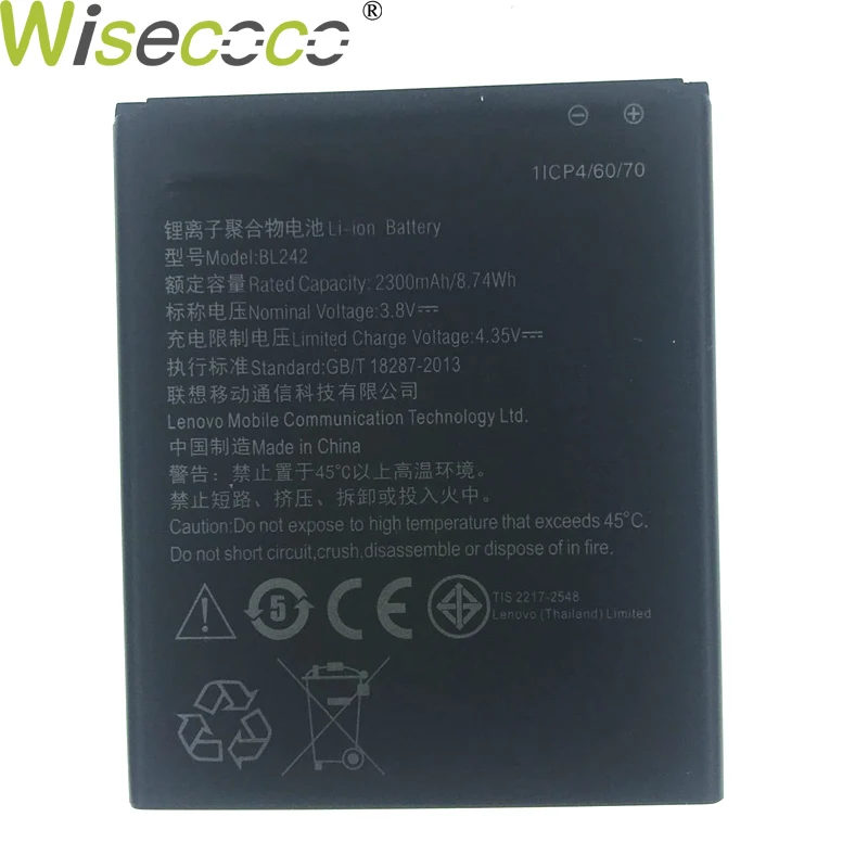 Wisecoco BL242 2300 мА/ч 3 8 V Батарея для lenovo K3 K30 W T A6000 A3860 A3580 A3900 A6010 плюс телефон