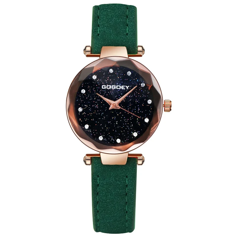 Gogoey женские часы модные Reloj Mujer звездное небо роскошные женские часы для женщин Стразы bayan kol saati - Цвет: Зеленый