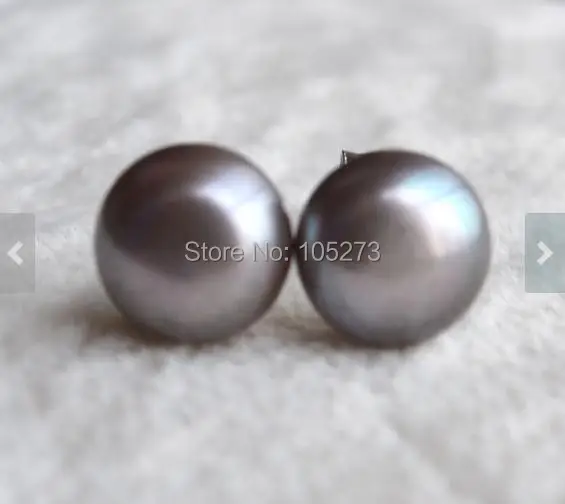 

Pearl Earrings Dark Grey Color AAA 8.5-9MM Genuine Freshwater Pearl Earrings Sterling Silver Stud Jewelry Free Shipping
