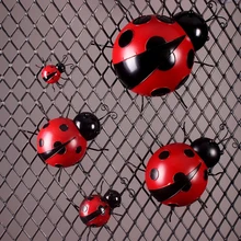 Металлическая железная божья коровка, Настенная скульптура, Реалистичная фигурка божья коровка, настенные подвески для стены, забора, сада, домашнего бара, Декор