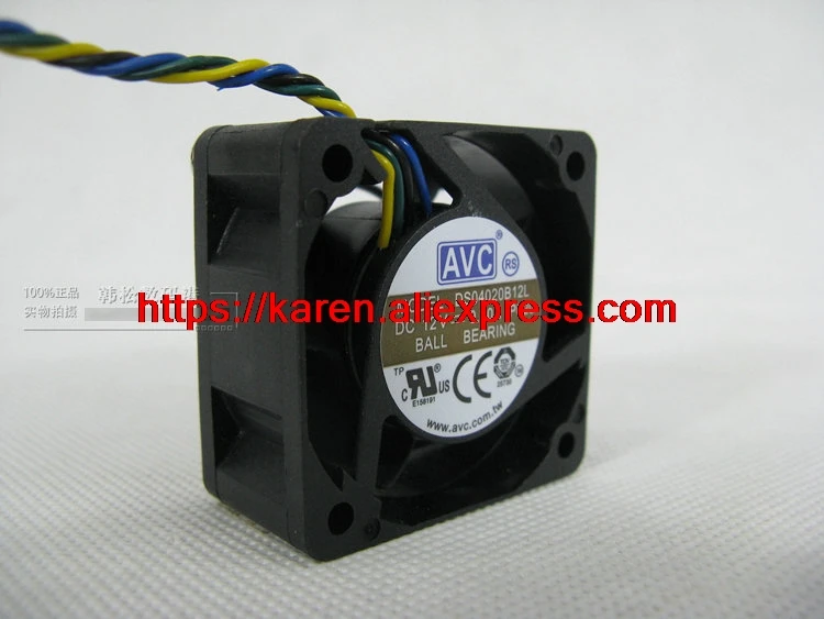 Новый Оригинальный AVC DS04020B12L DC12V 0.10A 40*40*20 мм 4 см двойной шаровой Вентилятор