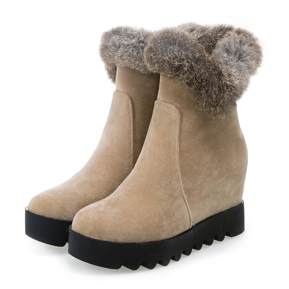 Kairnluna/Коллекция года; женская обувь на натуральном меху; женские ботинки; увеличивающие рост теплые плюшевые зимние женские ботинки; большие размеры 34-43