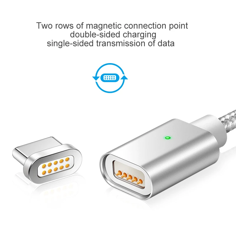 Elough E04 USB tipo C Cable magnético para Samsung galaxy s8 note8 teléfono móvil cargador rápido imán tipo-c cable de carga