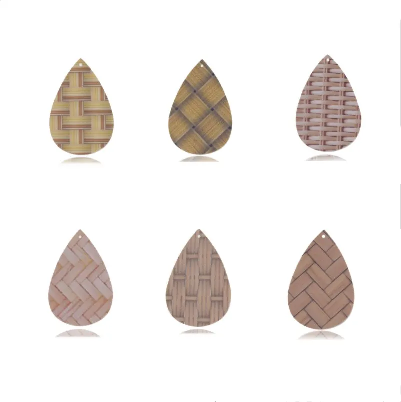 

10Pcs/lot PU leather Earrings Assessories Teardrop Bamboo weaving For Handmade Earings Making Ethnic Jewellery Charm Findings