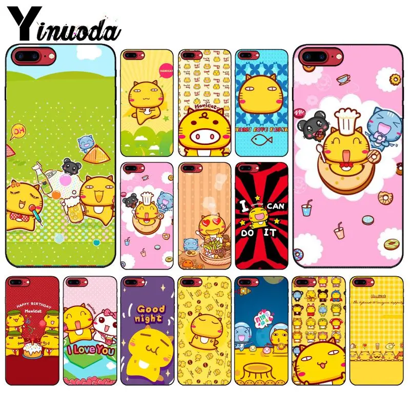 

Yinuoda Cartoon hami cat Black TPU Soft Silicone Phone Case Cover for Apple iPhone 8 7 6 6S Plus X XS MAX 5 5S SE XR Cases