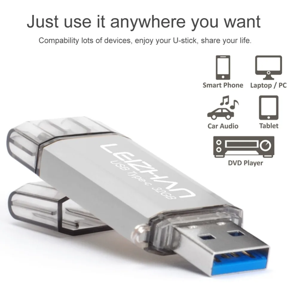 LEIZHAN 128 ГБ USB C флэш-накопитель для телефонов type-C, Google Chromebook Pixel, Nokia N1 Pendrive Tipo C фотостудия 64 ГБ 32 ГБ