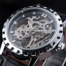 2016 Nuevo Ganador Lujo de la Marca de Moda Casual hombres Reloj Mecánico Esquelético Relojes Reloj Casual relojes hombre