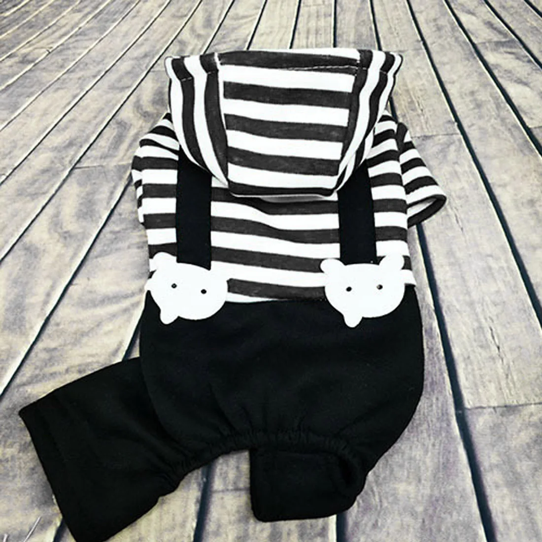 

Pet bib black and white striped clothing gentleman clothes spring and summer thin onesies cotton bear
