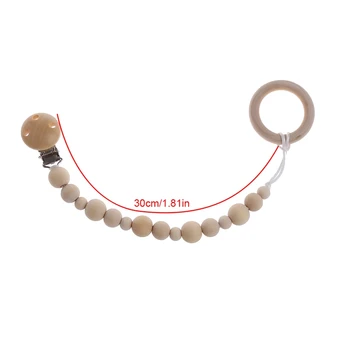 

Baby Natural Wooden Beaded Pacifier Holder Clip Nursing Teether Dummy Chain Gift Chupeta Pacifier Clips