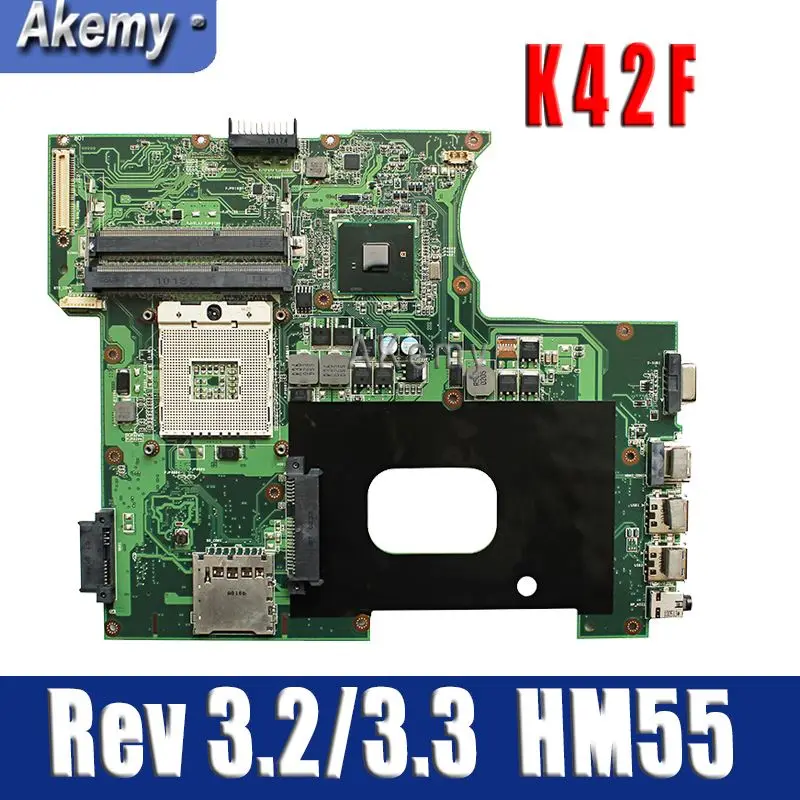  K42F Rev 3.2/3.3 GMA HD USB2.0 HM55 PGA989 mainboard for Asus K42F X42F a42F P42F Motherboard 100% 