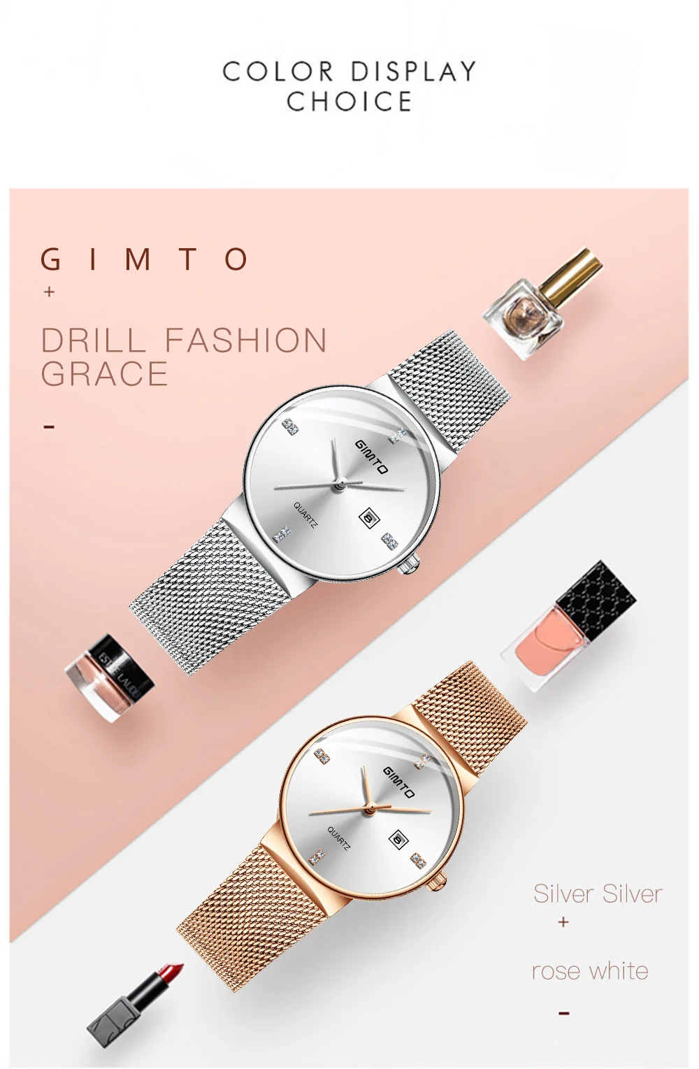 GIMTO Роскошные брендовые Для мужчин Для женщин часы черный любителей смотреть Нержавеющая сталь Бизнес кварцевые наручные часы платье Relogio