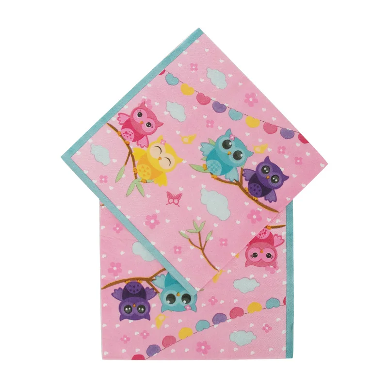 

20pcs Owl Napkins Children's Day Girls Birthday Party Paper Tableware Disposable Pink Decor Supplies Home