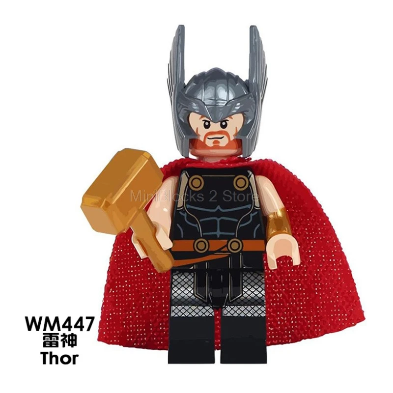 

WM447 Legoing Marvel Super Heroes Avengers Infinity War Building Blocks Golden Left Arm Thor With Harmer Best Block Brick Toys