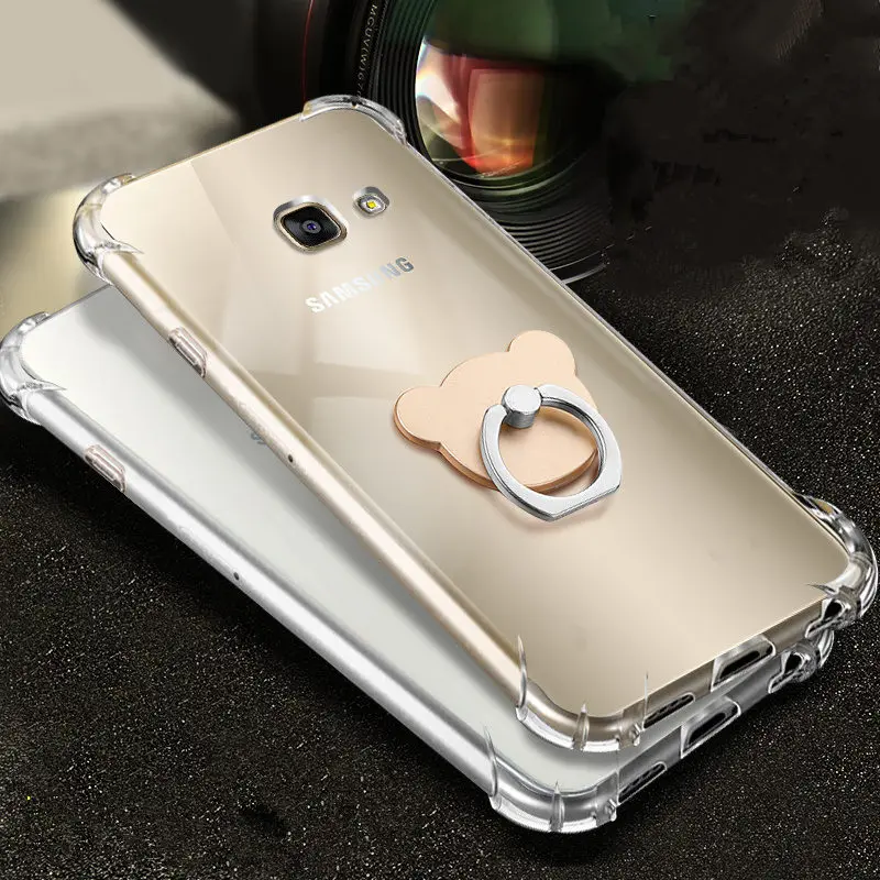 Transparent Soft TPU Phone Case for Samsung Galaxy Note 9 8 5 j7 neo j3 j5 a3 a5 a7 2016 2017 Anti-knock Ring Holder Shell Cover |