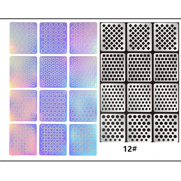 1 лист Новая мода винил для ногтей наклейки-Трафарет DIY маникюр Дизайн ногтей Инструмент 24 узора - Цвет: Pattern 12