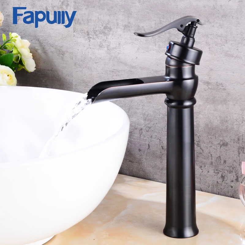 Fapully الأسود حوض صنبور خلاطات وحيد مقبض النفط مفروك البرونزية الحمام الغرور شلال صنبور الصنابير 516-22ORB Fapully الأسود حوض صنبور خلاطات وحيد مقبض النفط مفروك البرونزية الحمام الغرور شلال صنبور الصنابير 516-22ORB