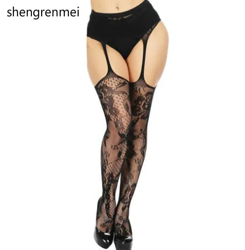Shengrenmei женские колготки открытые большие размеры пикантные чулки черные