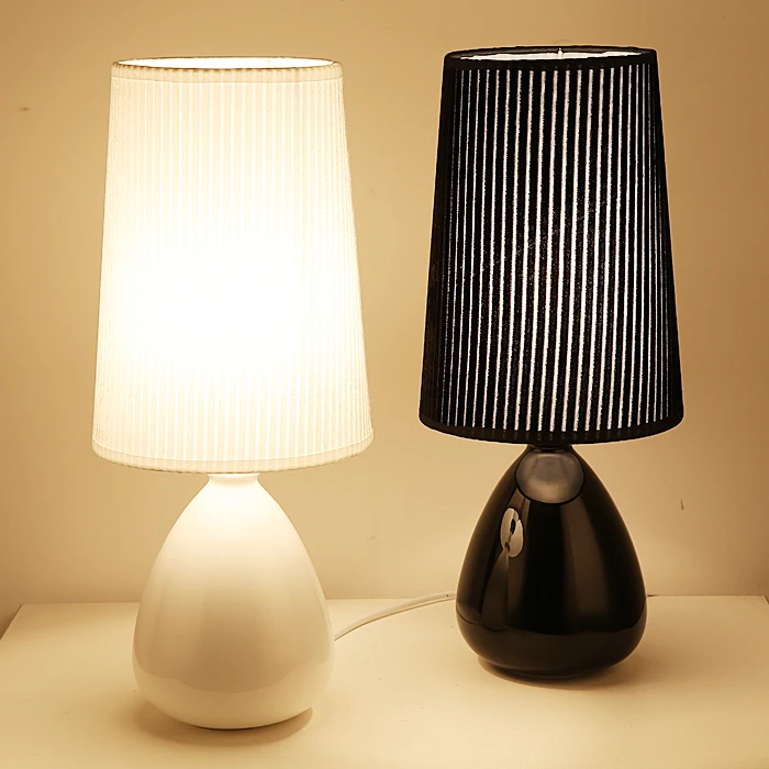 

Modern simple art ceramic fabic lampshade table lamp bedroom study room warm bed romantic decor lamp