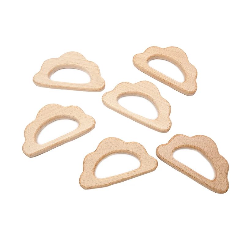 

Chenkai 10pcs Wood Cloud Teether Ring DIY Organic Eco-friendly Nature Unfinished Baby Pacifier Rattle Grasping Toy Accessories