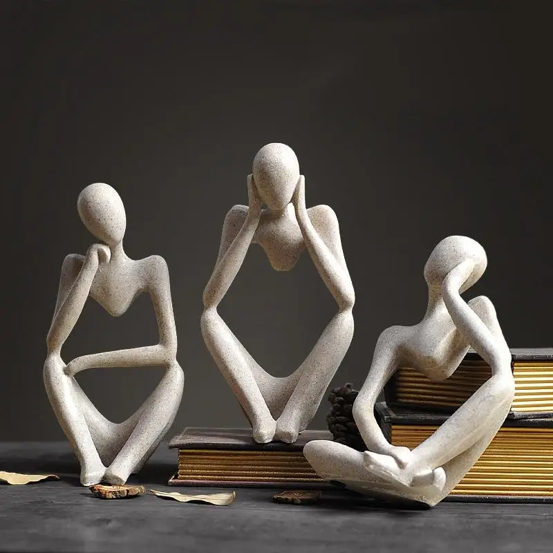 

Nordic Modern Thinker Resin Abstract Statue Creative Resin Model Figures Crafts Mini Sculpture Desktop Living Room Home Decor