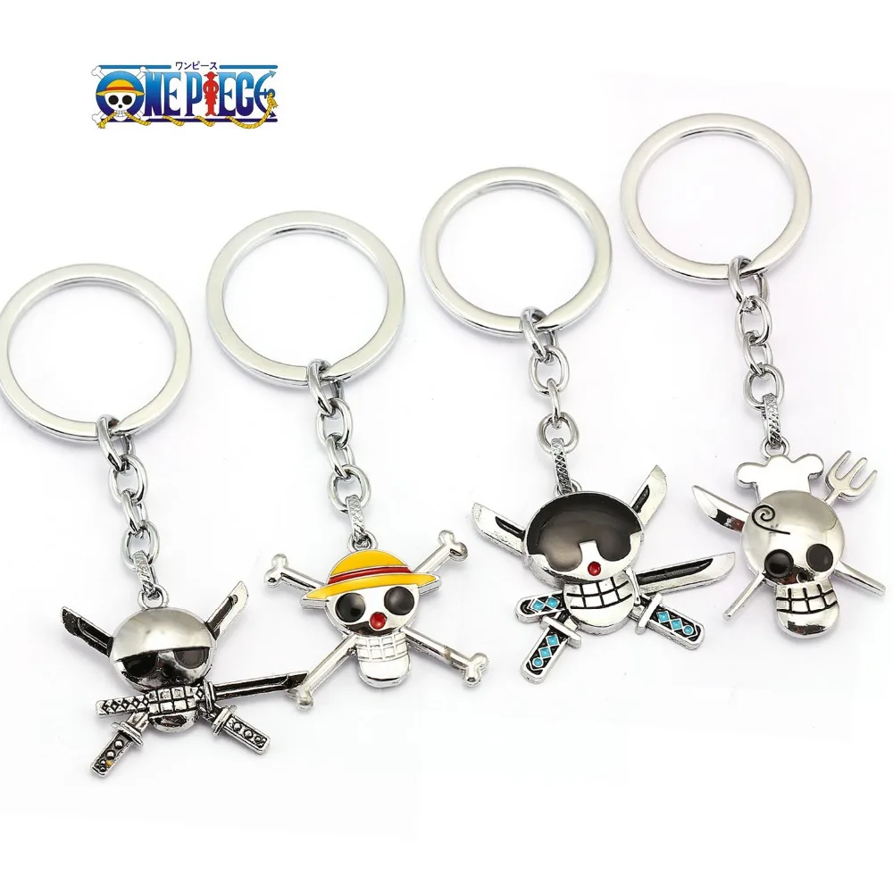 

Wholesale ONE PIECE Keychain Car Phone Bag Charm Key Chain Luffy Zoro Sanji Nami Key Ring Holder Chaveiro Pendant Jewelry