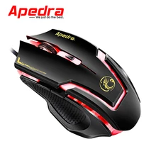 Apedra Gaming Wired Mouse Gaming Overwatch Mice 3200 DPI with LED Light 7 Buttons Mause for Computer Laptop Gamer LOL DOTA2