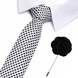 Роскошные галстуки для мужчин 7,5 см мужская с принтом тонкие галстуки 100% шелк жаккард узкий галстук свадебные Узкие галстуки и брошь