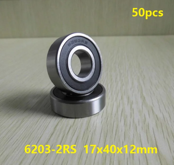 

50pcs/lot 6203RS 6203-2RS 6203 2RS RS ball bearings 17*40*12mm Deep Groove Ball bearing 17x40x12mm