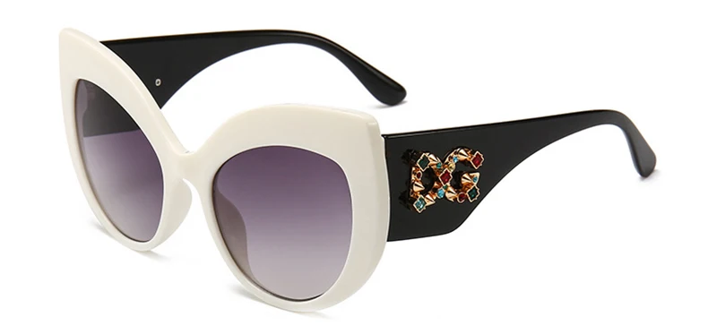 FU E модные брендовые дизайнерские женские большие ретро солнцезащитные очки с кошачьими глазами женские роскошные солнцезащитные очки DG с бриллиантами женские модели UV400 - Цвет линз: C6